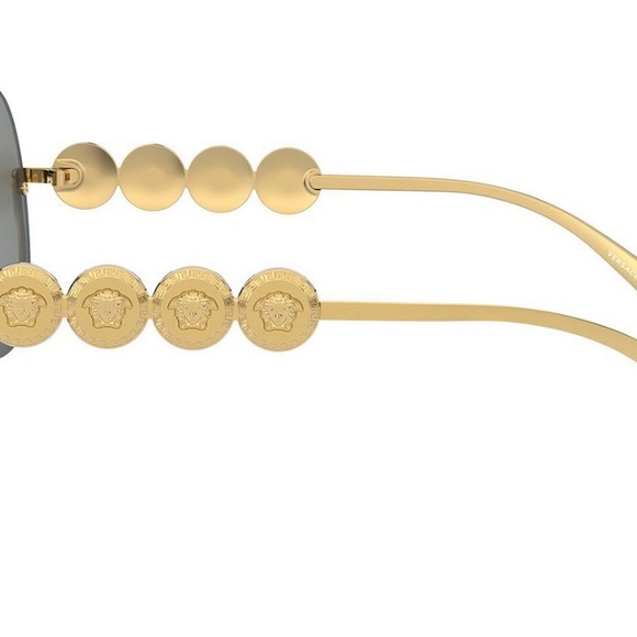 Versace never worn Medusa logo shield mirror sunglasses - unisex, grey/gold - Picture 7 of 16